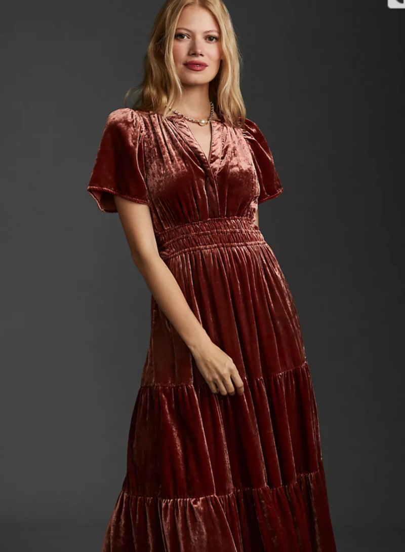   Anthropologie Somerset Velvet Maxi suknelė