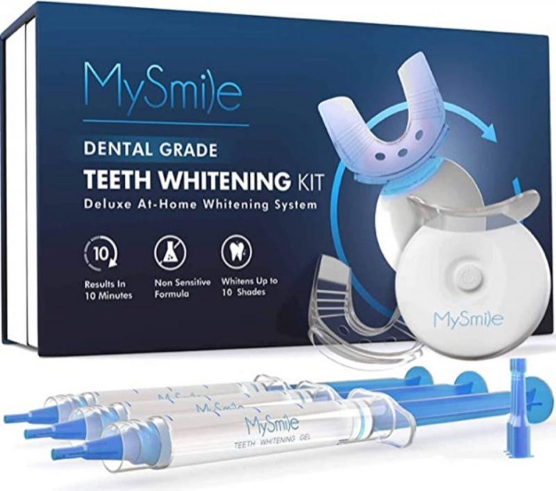 MySmile tandblekningskit med LED-ljus, 10 min icke-känslig snabb tandblekningsmedel med 3 karbamidperoxidtandblekningsgel