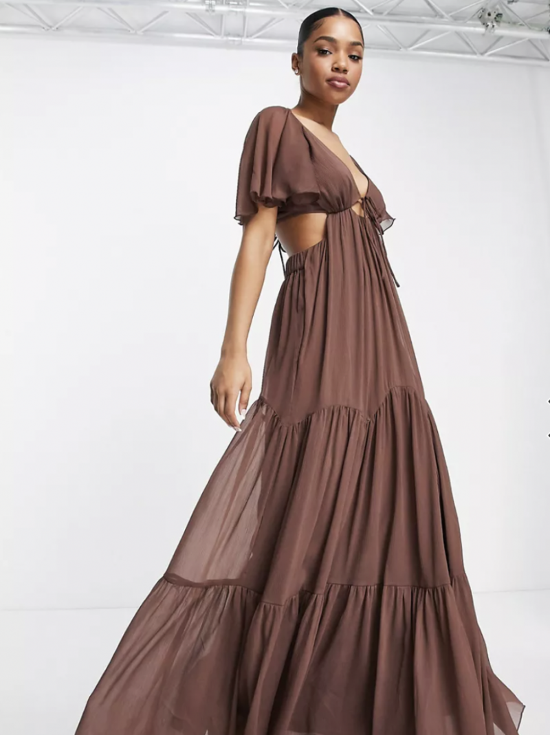   ASOS DESIGN - Vestito lungo a strati morbidi