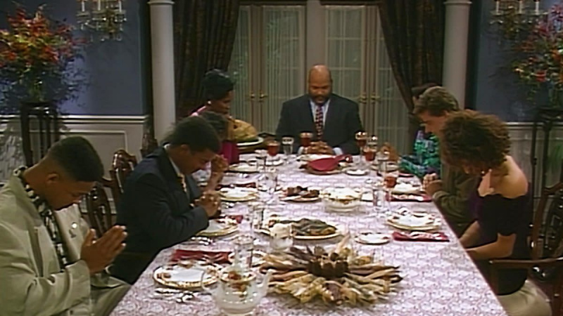   Geriausi padėkos epizodai:"The Fresh Prince of Bel-Air," "Talking Turkey" shows Will Smith as Will, Alfonso Ribeiro as Carlton and the rest of the cast praying