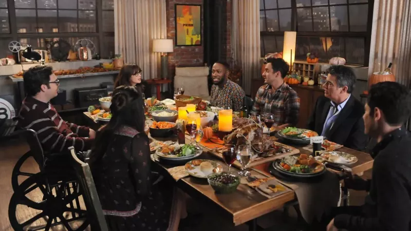   Geriausi Padėkos dienos televizijos serialai:"New Girl" Thanksgiving episode "Last Thanksgiving"